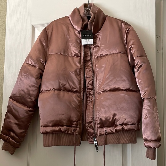 Topshop Rose Pink Puffer Coat Nwt 